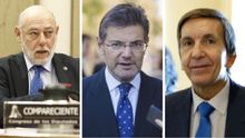 De izquierda a derecha, el fiscal general del Estado, José Manuel Maza, el ministro de Justicia, Rafael Catalá, y el fiscal jefe de Anticorrupción, Manuel Moix.
