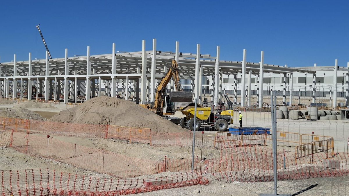 Obras en uno de los centros de datos que impulsa Amazon Web Services en Villanueva de Gállego.