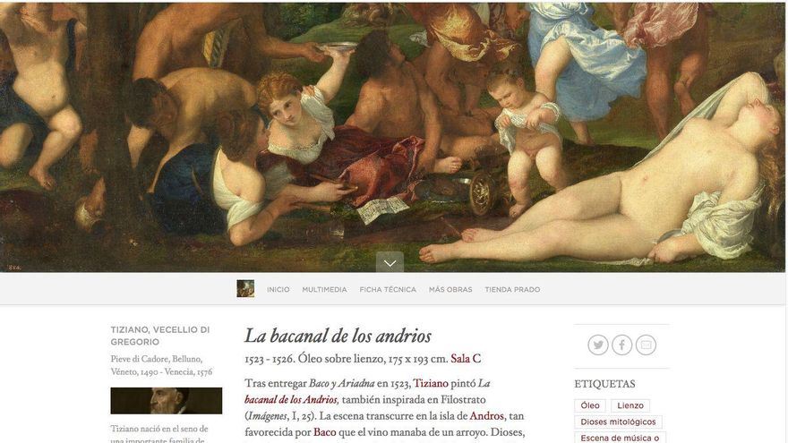 Vista de un cuadro en la web del Museo del Prado