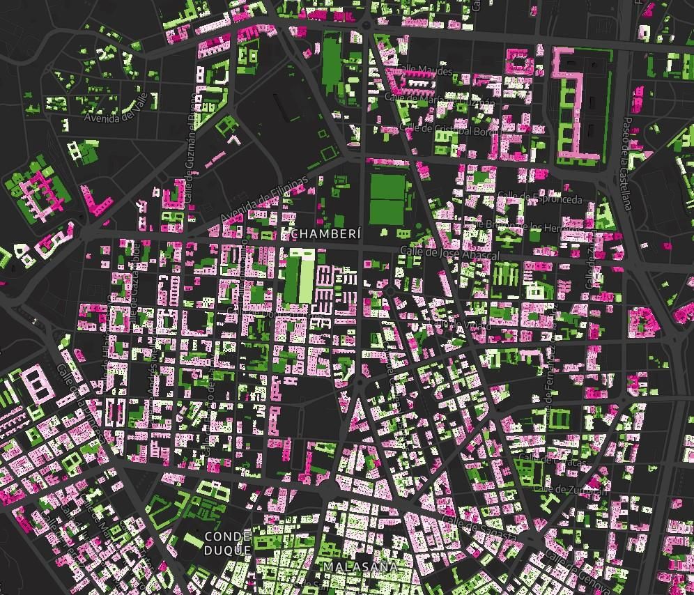 Edificios actuales construidos en Chamberí en el año 1960