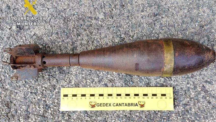 Granada de mortero hallada en una vivienda de Valle de Villaverde