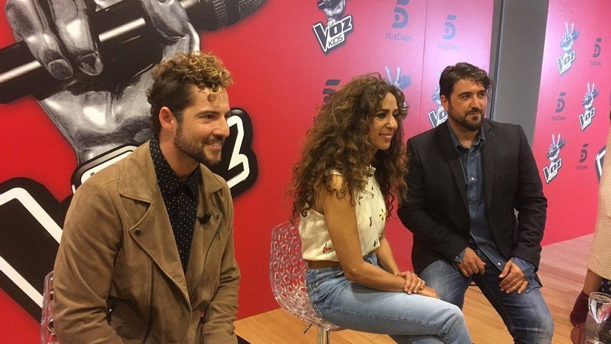 David Bisbal, rosario Flores y Antonio Orozco, en la presentación