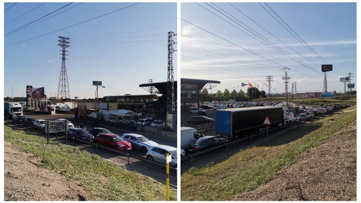 Atascos a la altura de la A-42, una de las entradas al polígono Marconi, durante la celebración del Mad Cool