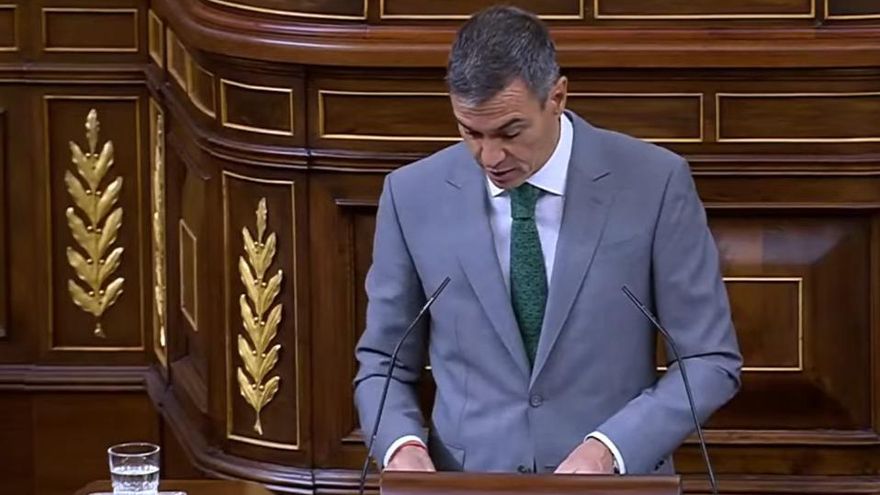 Pedro Sánchez, durante su comparecencia en el Congreso.