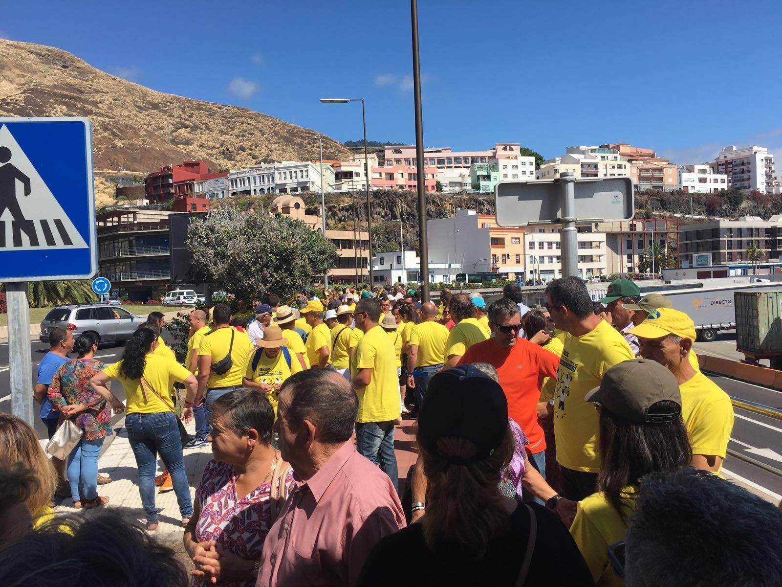 Imágenes de la manifestación de los agricultores del plátano de La Palma,