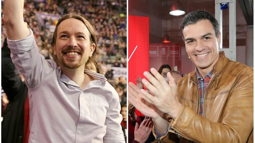 Pablo Iglesias (Podemos) y Pedro Sánchez (PSOE).