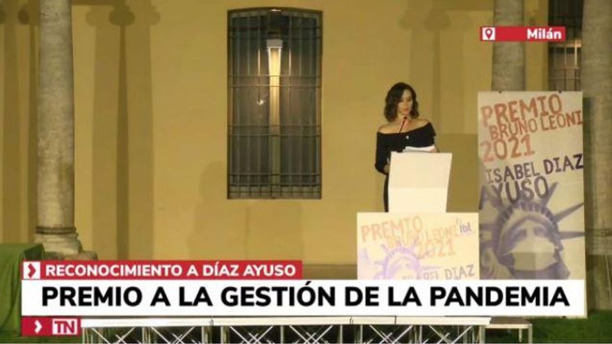 El premio a Ayuso, en directo en Telemadrid TELEMADRID