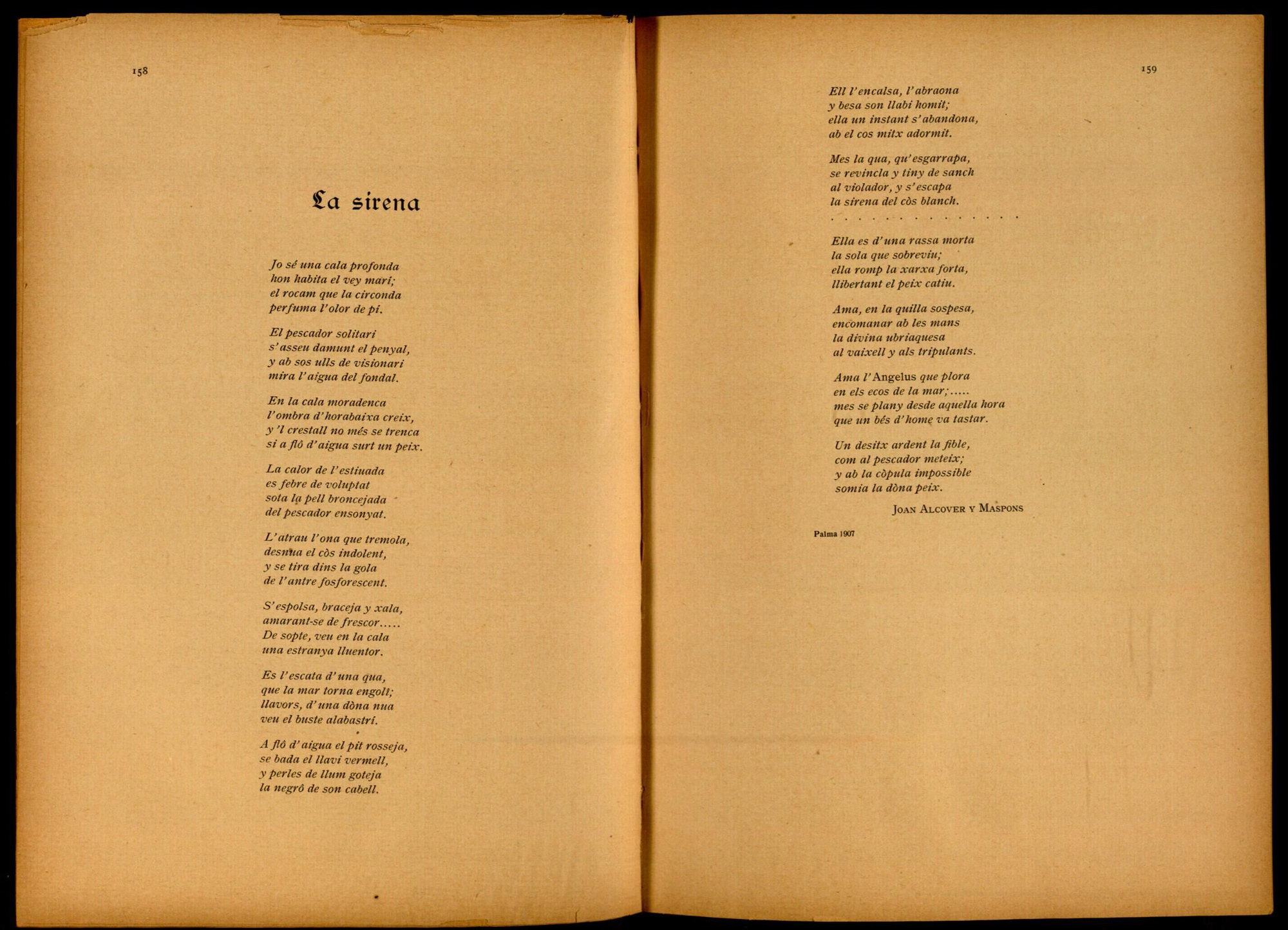 Primera versión del poema ‘La sirena’ de Joan Alcover en 1907, publicada en la Revista Empori