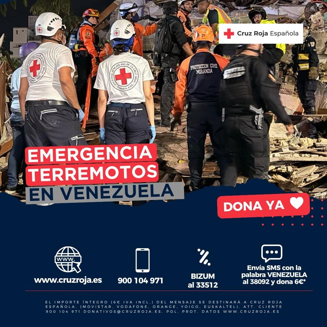 Cartel promocional de Cruz Roja sobre cómo enviar ayudas a Venezuela