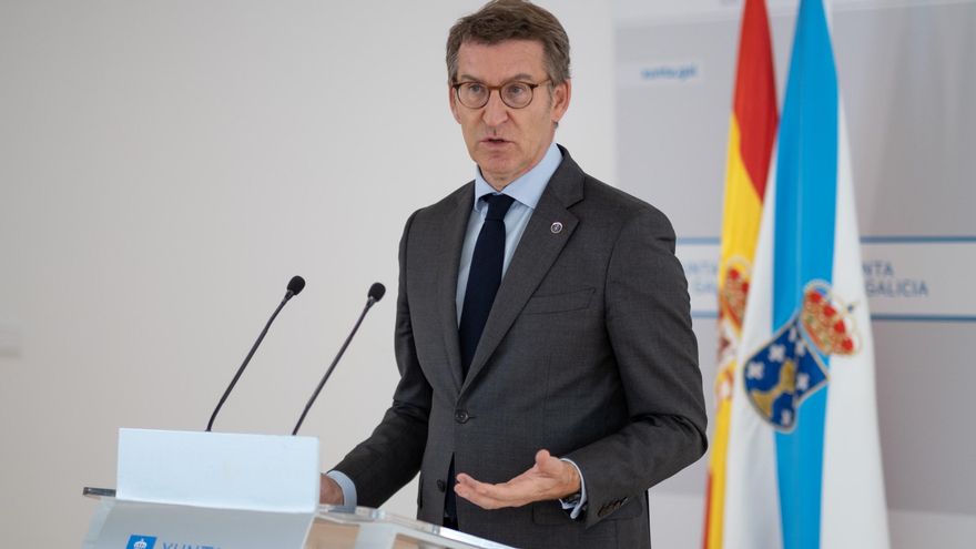 Feijóo en la rueda de prensa posterior al Consello de la Xunta.