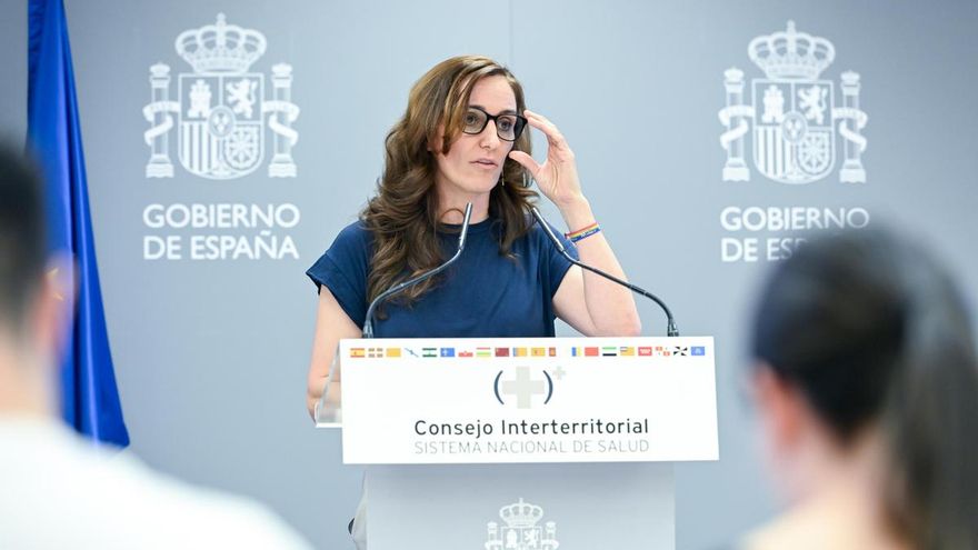 La ministra de Sanidad Mónica García tras el último Consejo Interterritorial de Sanidad.