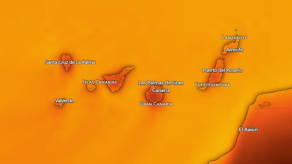 Mapa de temperaturas en Canarias para este miércoles, 5 de agosto.
