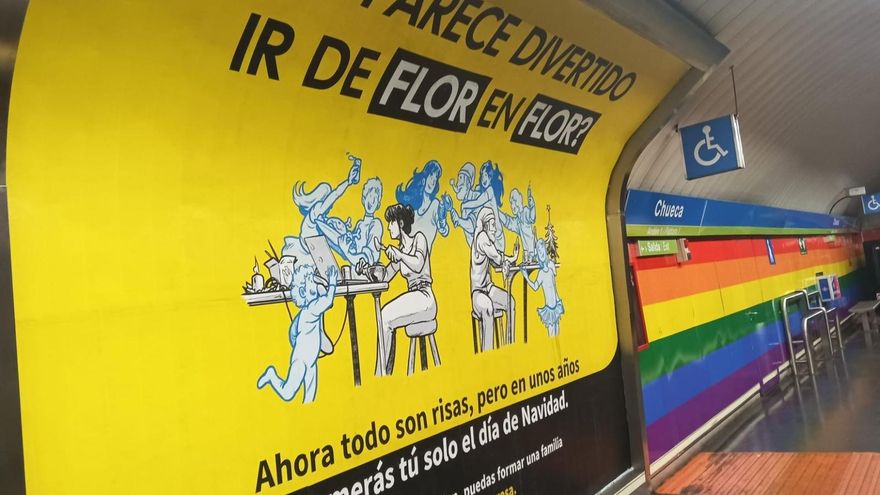 Una campaña ultra en el Metro de Madrid critica "ir de flor en flor": "Comerás tú solo el día de Navidad"