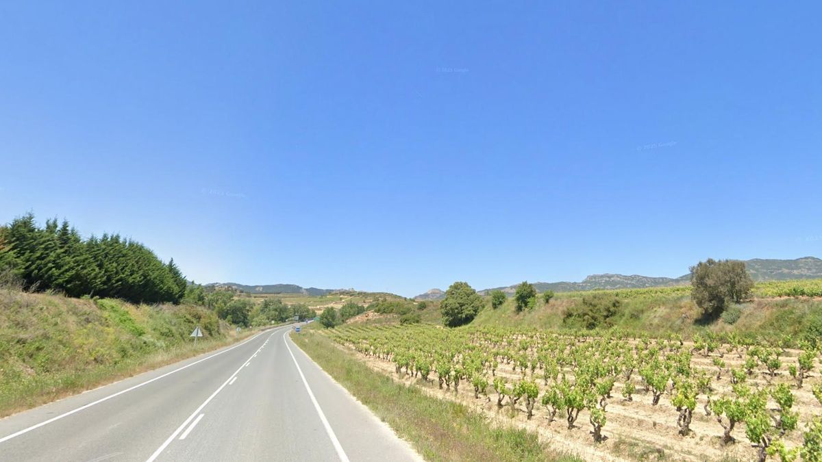 Vuelca un camión cargado de vino en Labastida