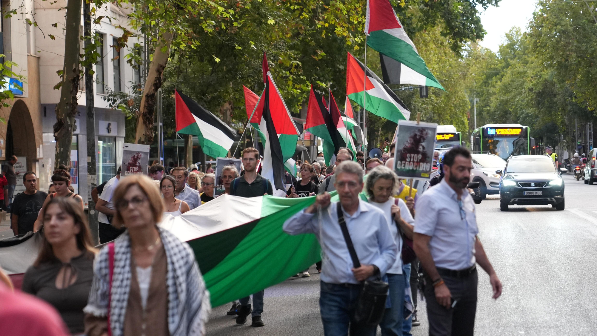 Manifestantes participan en Córdoba en una marcha en solidaridad con Palestina