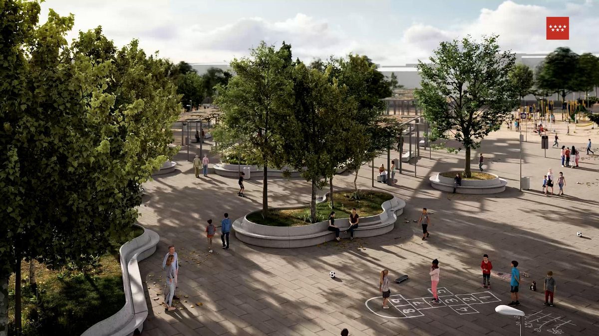 Recreación de las calles después de la obra para restaurar la línea 7B de Metro de Madrid