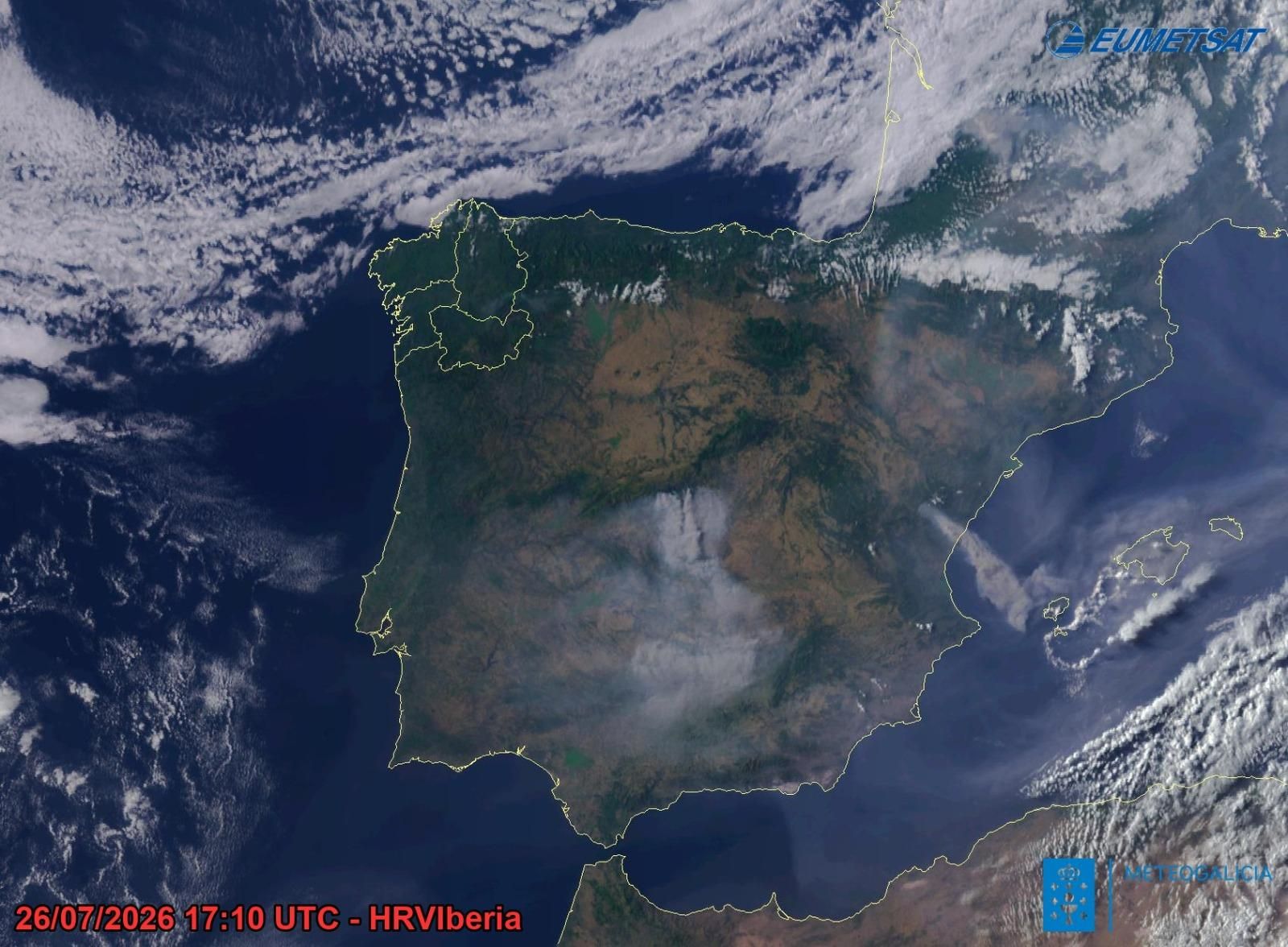 Imagen de satélite en el que se aprecia la presencia del humo sobre la provincia.