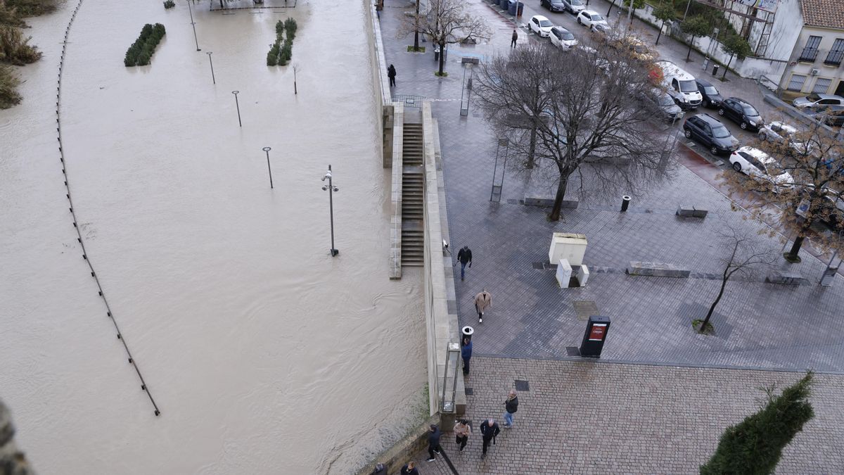 El río Guadalquivir aumenta su caudal a su paso por Córdoba