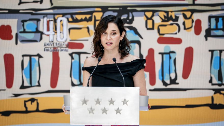 Isabel Díaz Ayuso en el acto del 40º aniversario de la Real Casa de Correos como sede de la Presidencia del Gobierno regional, a 13 de junio de 2025