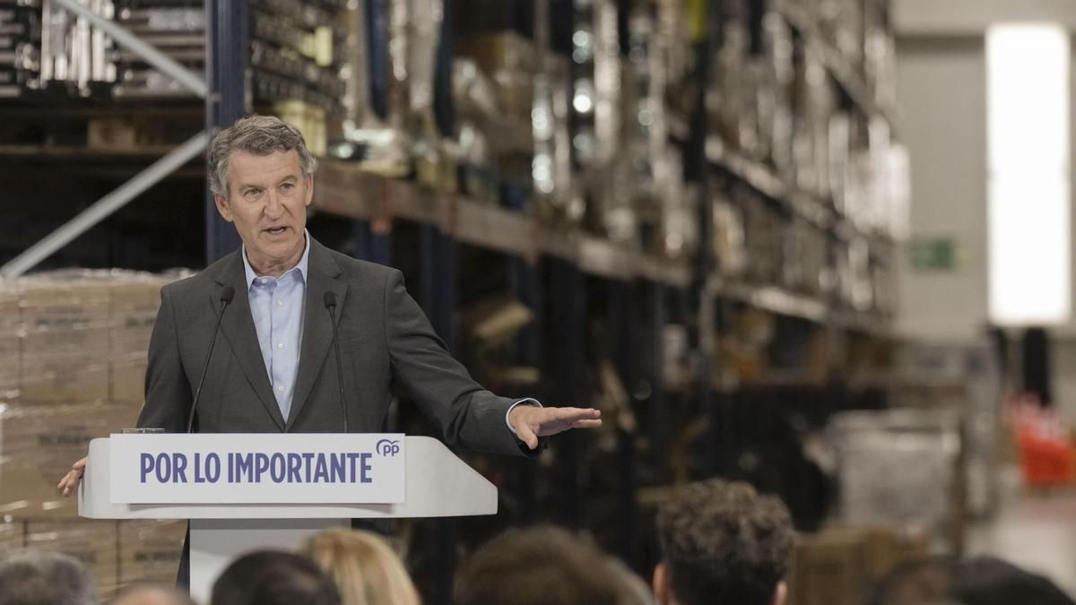 El presidente del PP, Alberto Núñez Feijóo, este martes durante un acto.