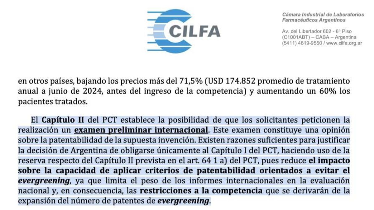 El texto enviado por CILFA a la Cámara de Diputados, la semana pasada.