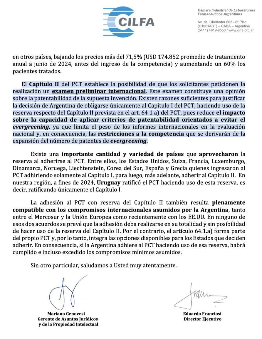 El texto enviado por CILFA a la Cámara de Diputados.