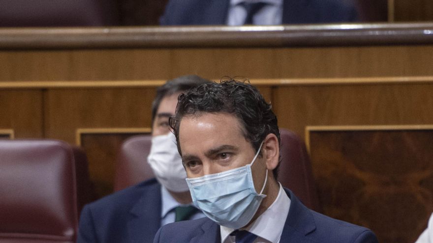 El secretario de Organización del PP, Teodoro García Egea, interviene en una sesión de control al Gobierno, a 19 de mayo de 2021, en el Congreso de los Diputados, Madrid, (España).