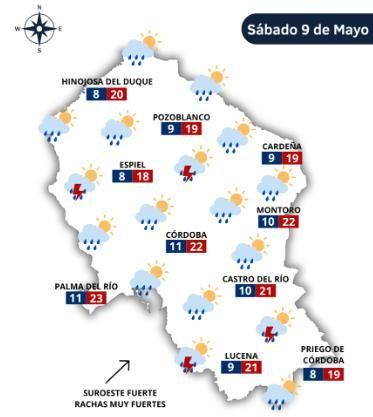 El tiempo en Córdoba el 9 de mayo