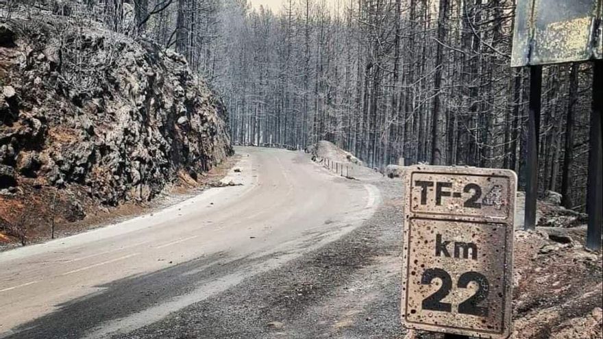 Superficie quemada por las llamas en La Esperanza