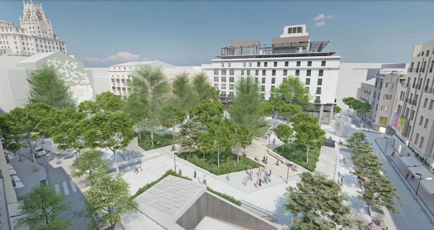 El proyecto de reforma de la Plaza del Carmen de Madrid y su aparcamiento, en imágenes