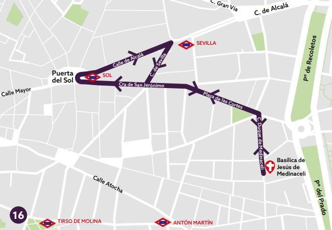 Recorrido de la procesión de Jesús de Medinaceli del Viernes Santo