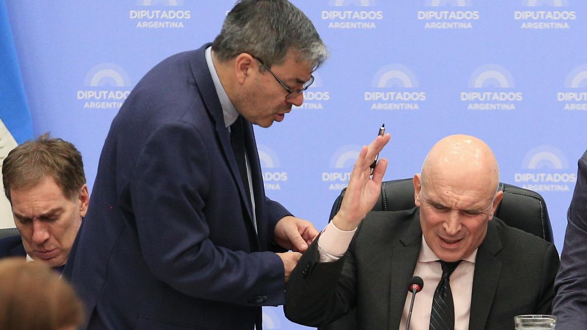 El libertario José Luis Espert y el peronista Germán Martínez, en una discusión de la comisión de Presupuesto.
