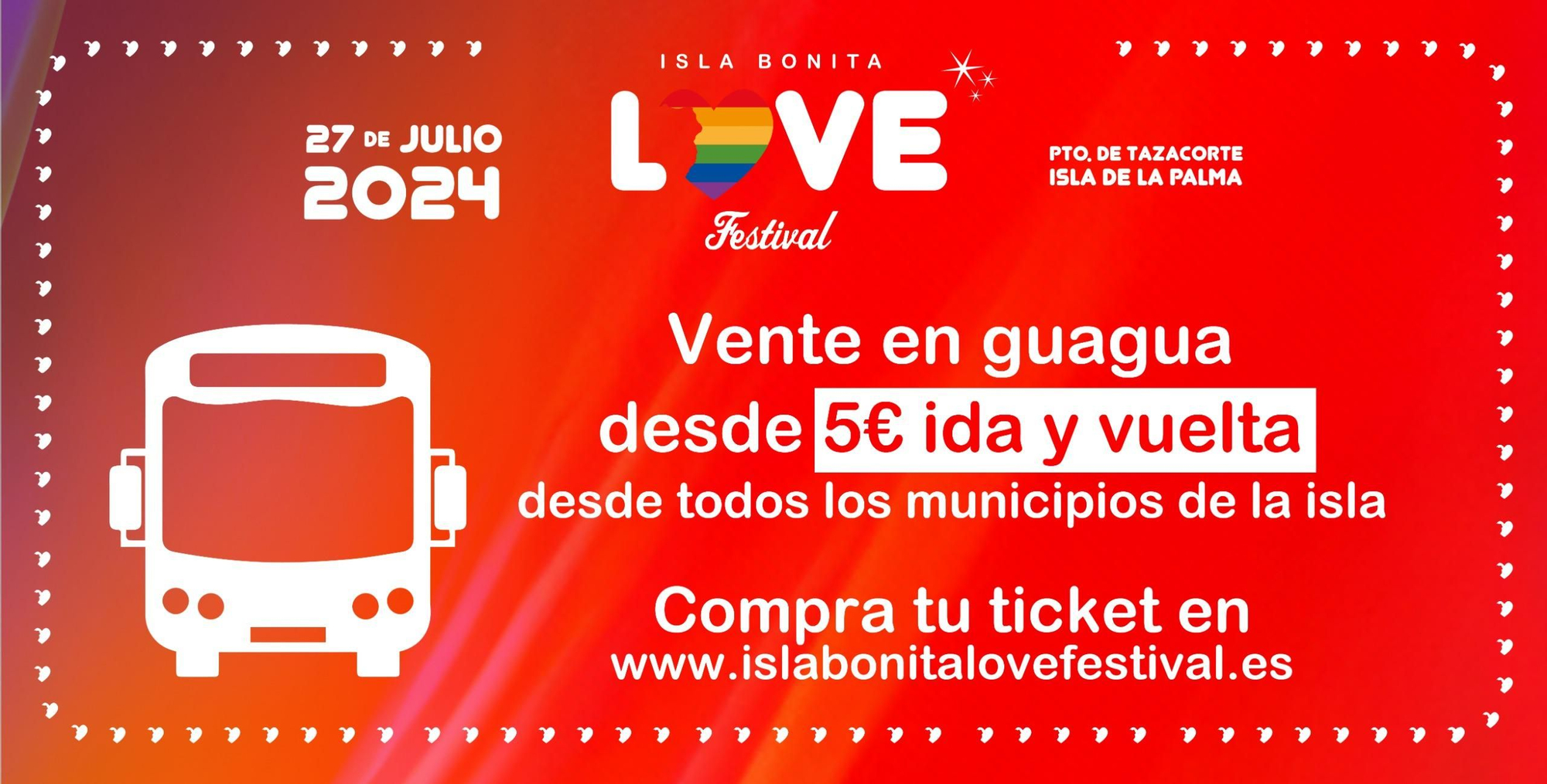 Cartel del transporte al Love Festival.