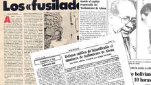 Recortes de la época, de Invertviú, ABC y El País sobre los fusilamientos simulados de Abena, en Huesca