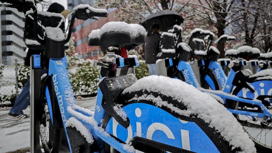 Vista de la nevada caída en Madrid este miércoles.