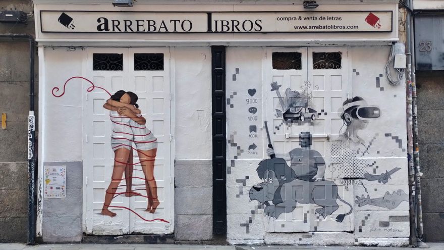 La dependencia tecnológica, la concordia, un metro vibrante y flores recicladas, obras ganadoras de Pinta Malasaña 2025