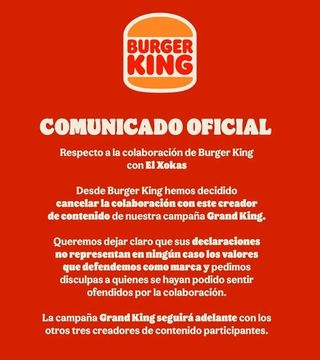 Comunicado de Burger King