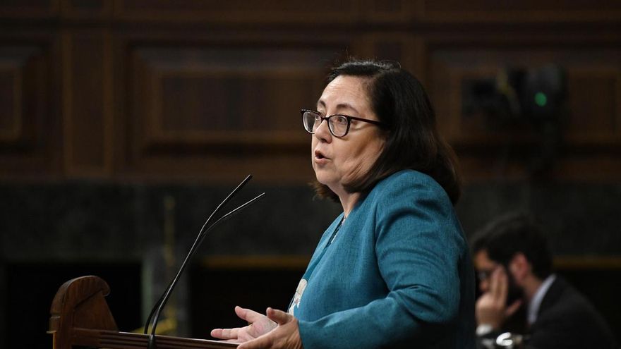 La diputada del PP María Jesús Moro Almaraz interviene durante una sesión plenaria, en el Congreso de los Diputados.