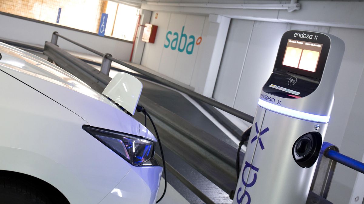 Punto de recarga de Endesa en parking de Saba