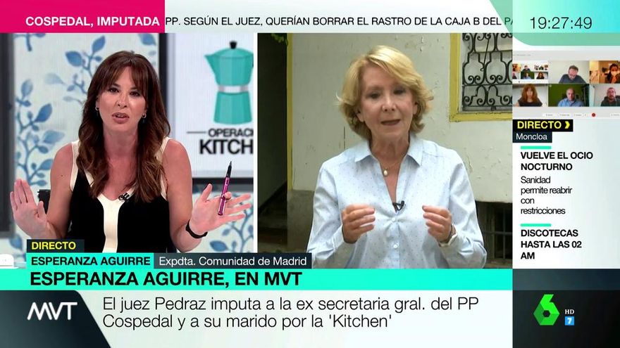 Nuevo asalto de Mamen Mendizabal y Esperanza Aguirre en laSexta: "¿Me va a contestar o va a seguir haciendo esto?"
