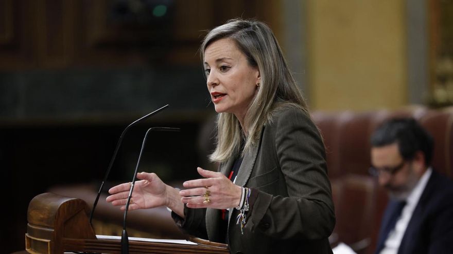 La diputada de Sumar, Verónica Martínez Barbero interviene durante el pleno del Congreso de este miércoles.