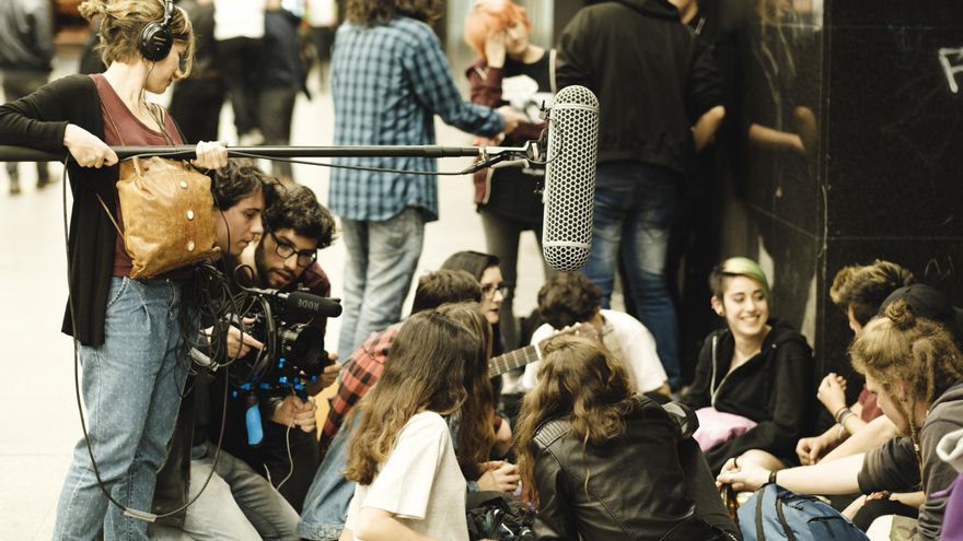 Un momento del rodaje de 'Quién lo impide'