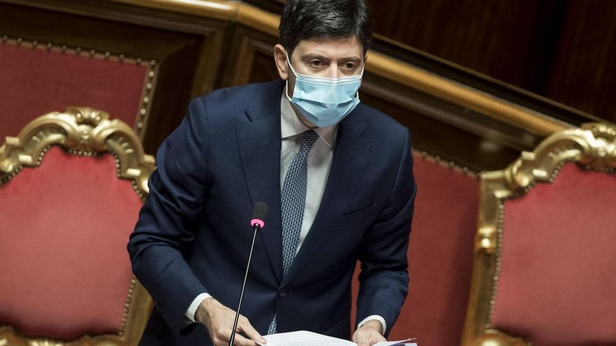 El ministro de Salud italiano, Roberto Speranza, durante su intervención en el Senado.