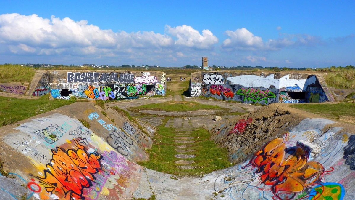 Fortificaciones alemanas del Muro del Atlántico en du Begó, cerca de Carnac.