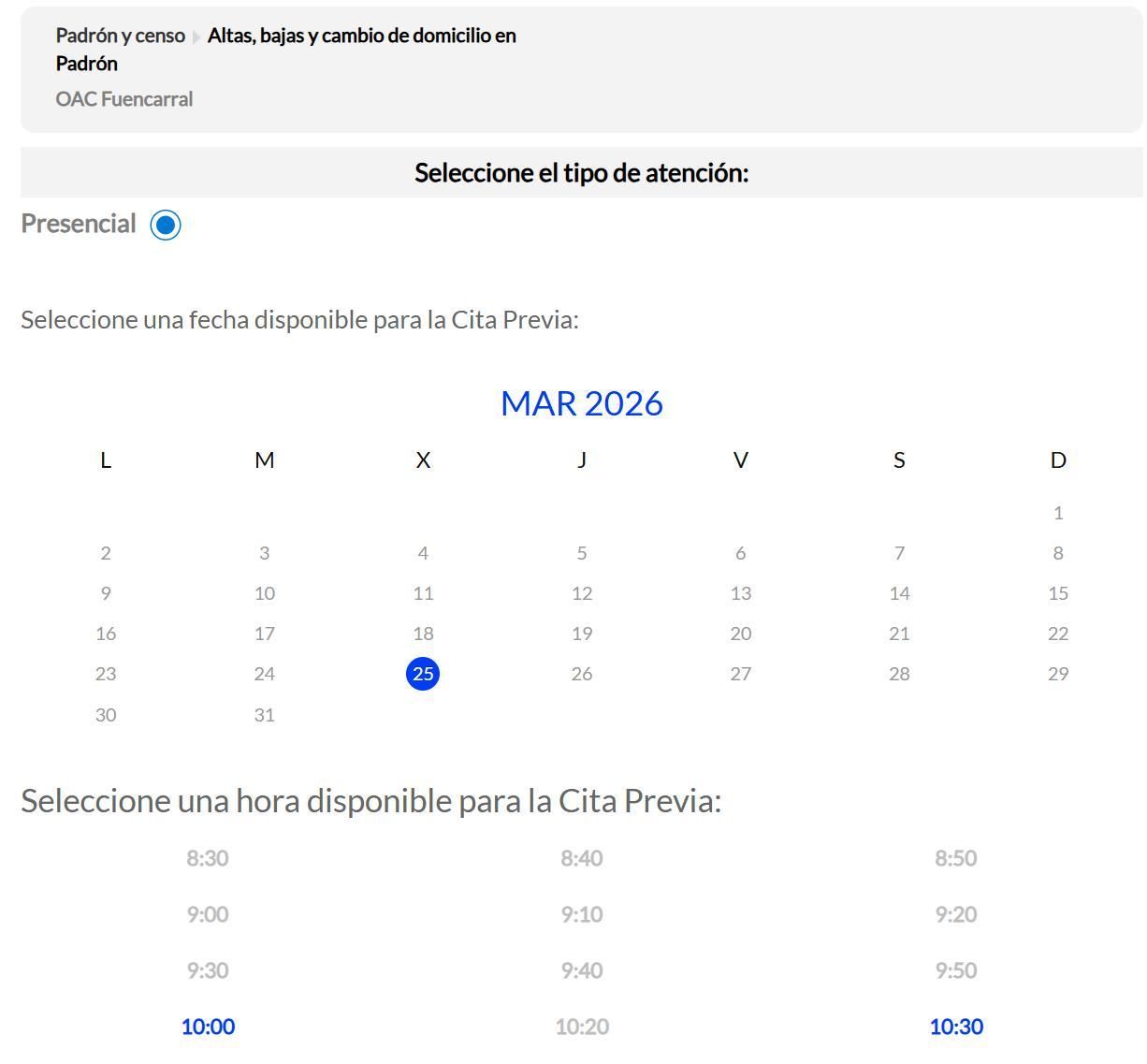 Primera cita disponible este jueves para empadronarse en Madrid, poco después del anuncio de la vicealcaldesa