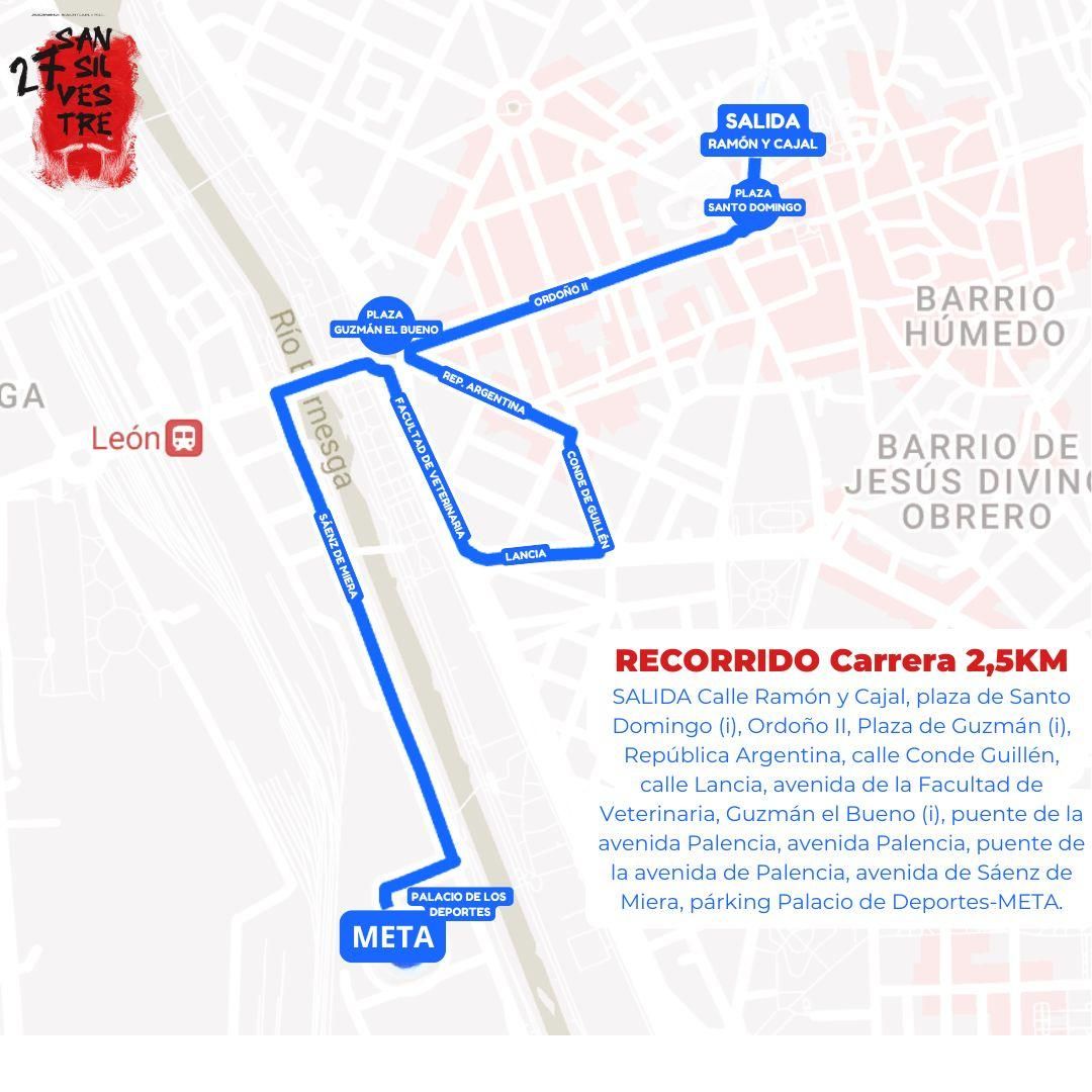 El recorrido para la Peque San Silvestre y la Carrera Popular de 2,5 kilómetros.