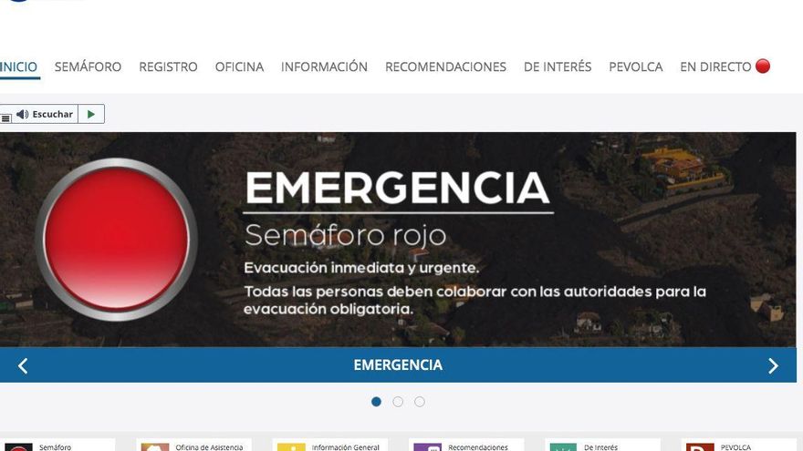 Toda la información oficial sobre la erupción en La Palma, disponible en una web creada por el Gobierno de Canarias