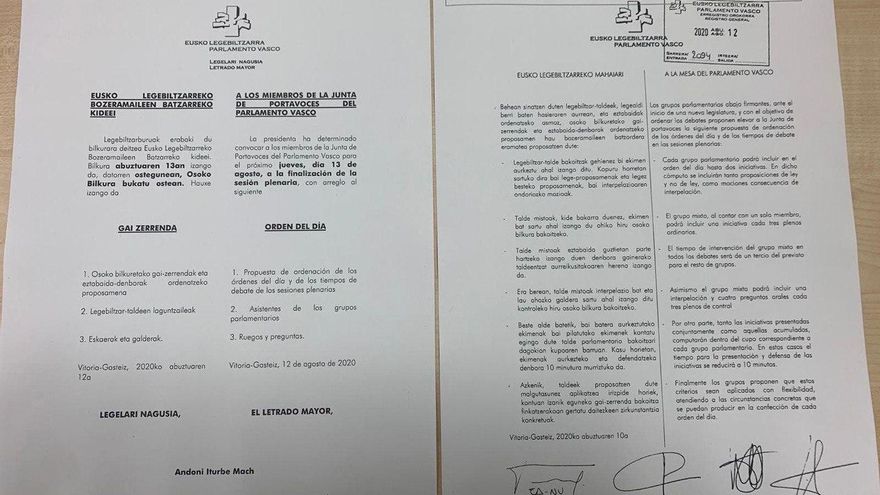 Uno de los dos acuerdos de PNV, EH Bildu, PSE-EE y Elkarrekin Podemos-IU