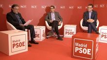 Los candidatos a las primarias del PSOE de Madrid, Pepu Hernández, Manuel de la Rocha y Chéma Dávila durante el único debate.