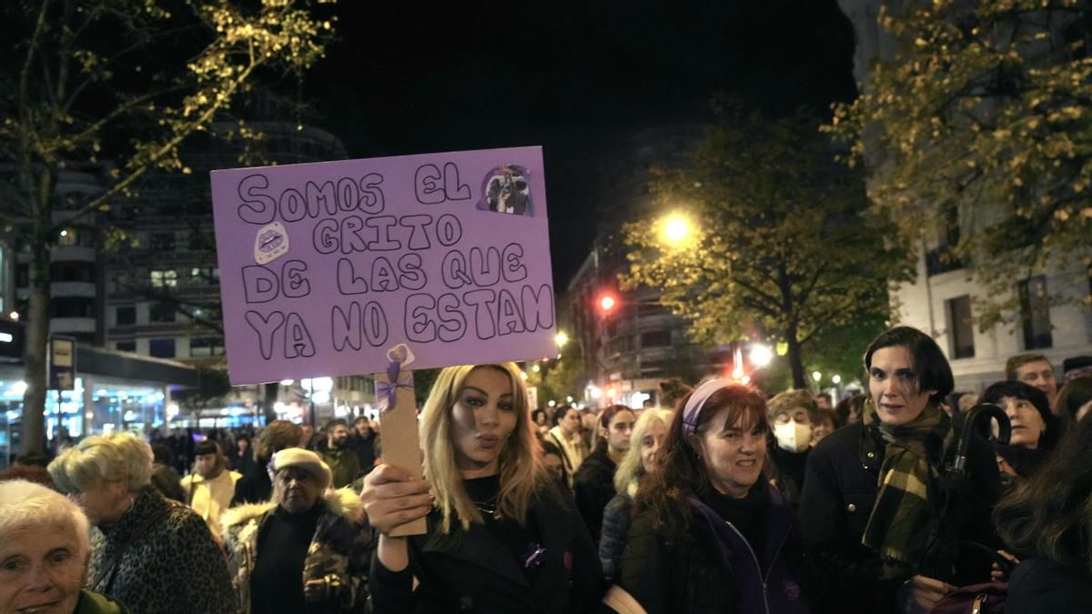Manifestación en Bilbao contra la violencia machista.
